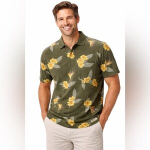 Tommy Bahama Tropical Floral Polo Shirt Resort Vacation Golf Beach Men L